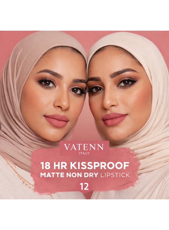 VATENN ITALY 18 Hr Kissproof Lipstick 12 Matte liquid lipstick, Lead-Free ,No Dry Feel, Weightless Feel, Vinyl Ink Kissproof /Lip Lingerie Transfer-Proof, All Day Wear. - Image 3